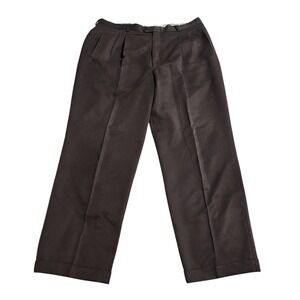 Haggar Black Label Dress‎ Pants Pleated Cuffed Brown 38x30